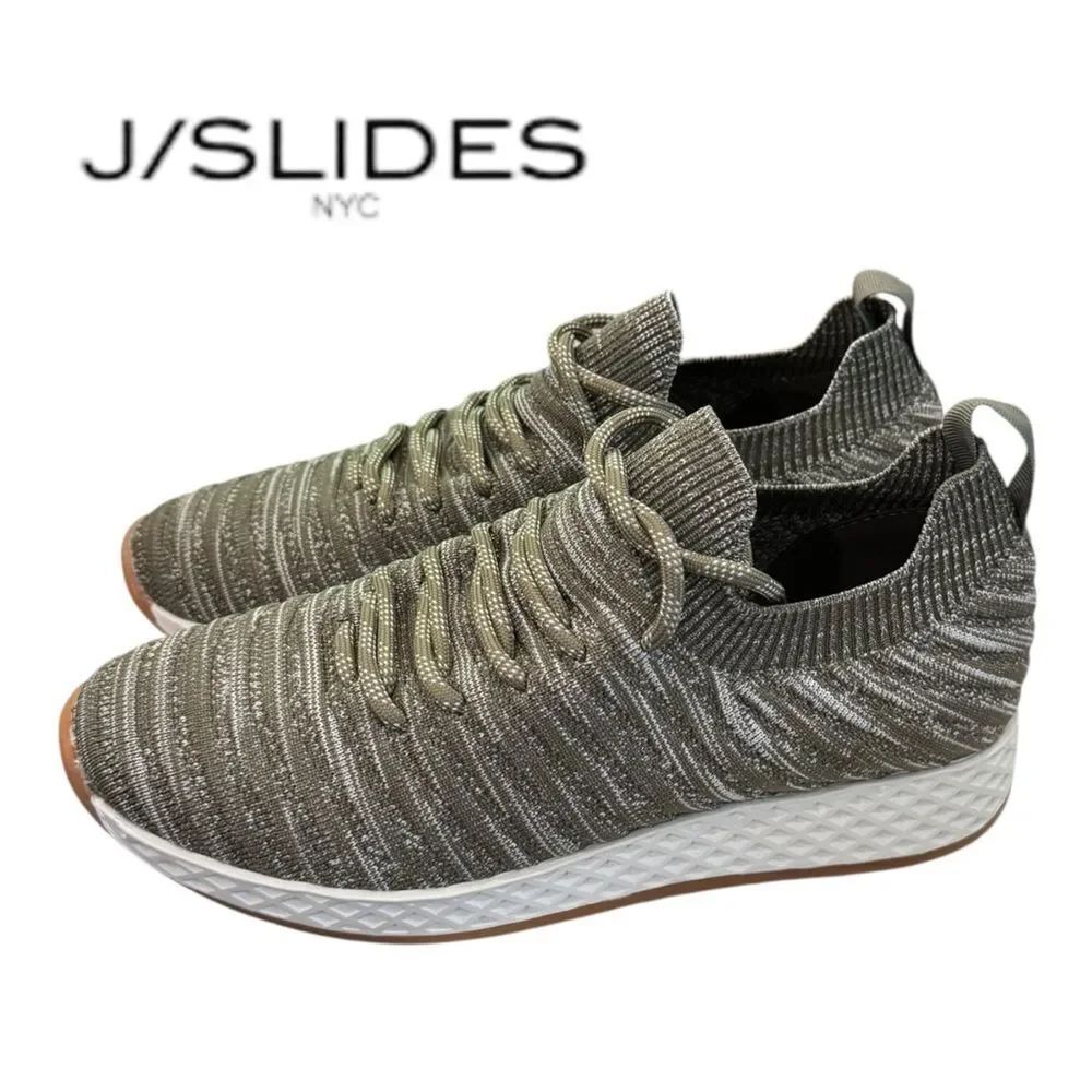 NEW J/Slides Urban Sport Women’s Khaki 2 Tone Knit Opy Tennis Shoes Sneakers 7
